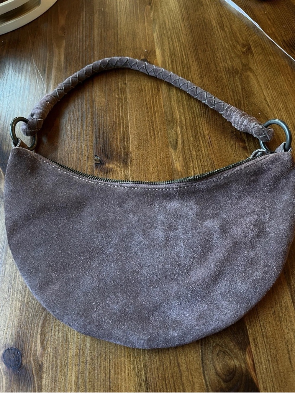 Free People Suede Crescent Shoulder Bag in Dark Brown